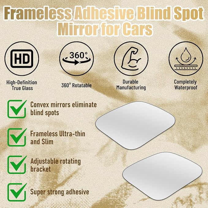 4PCS Car Blind Spot Mirror, Wide Angle Clear HD Glass Convex Side Rear View Mirror to Reduce Blindspot, Auto Exterior Rear View Accessories for Wide Angle, Universal Fit (StyleB)