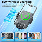 Car Phone Holder Wireless Charger, Qi 15W Wireless Car Charger Fast Charging Auto Clamping Car Charger Mount Suction Holder Dashboard Air Vent for iPhone 16/15/14/13/12/11, Samsung S25/24