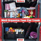 JOJOY LUX Car Trunk Organizer with Multi Compartments - Automotive Collapsible Cargo Containers with 11 Pockets & Reinforced Handles, Vehicle Grocery Organizer Bin Caddy Bag for SUV Van Truck