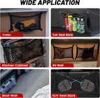 Universal Cargo Net Pocket Elastic Netting Car Mesh Pouch for Trunk RV Boats Home Cargo Storage with Screws and Hooks (21.7'' x 9.8'')