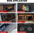 2 Pcs Universal Cargo Net Pocket Elastic Mesh Netting Car Mesh Pouch for Trunk RV Boats Home Cargo Storage Mesh with Screws and Hooks (25.6'' x 9.8'')