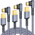 USB C Charger Cable 3.2A, [3-Pack,10+6.6+3.3FT] Type C Charger Fast Charge Cable Right Angle [90°& Gold-Plated] Durable Braided USB A to USB C Cord for iPhone 16 15 Samsung S10 S9 Note 8 S21 LG