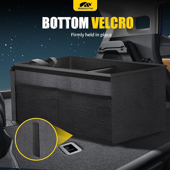 Car Trunk Organizer - 50L Collapsible Trunk Organizer, Sturdy Car Storage for SUV Auto Truck Van with Non Slip Bottom (Black)