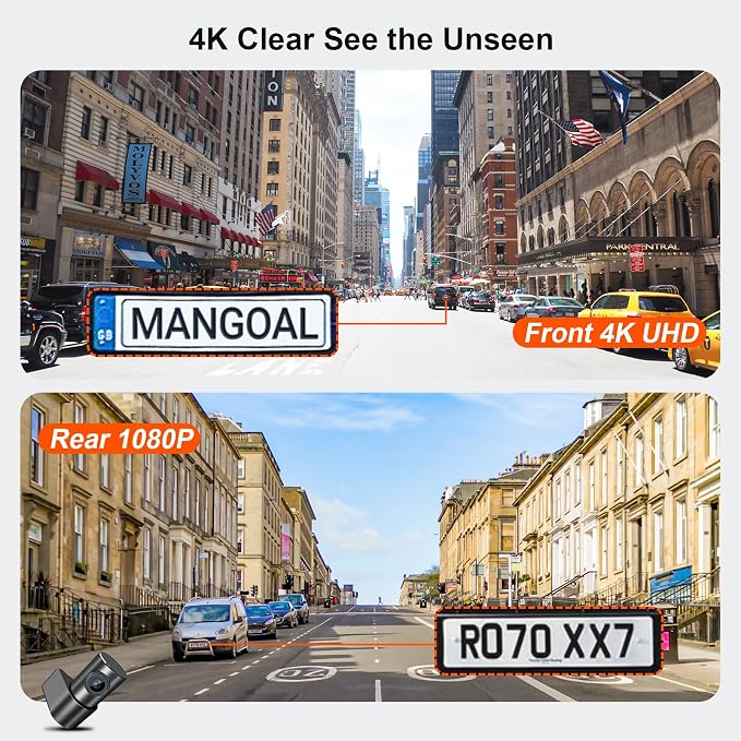 Mangoal Front 4K & Rear 1080P Dash Cam for XC40 2023-2026 (Model B) | & XC40 Recharge 2021-2024, B4 B5 T4 T5 P8 etc, Integrated OEM Look, UHD 2160P Video, WiFi & App, Easy to Install,128GB Card