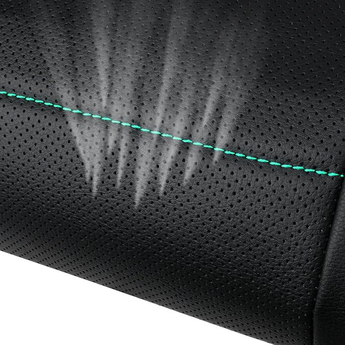 Universal FIT Piping Leather Car Seat Cover, for suvs,Van,Trucks,Airbag Compatible,Inside Zipper Design and Reserved Opening Holes (Full Set, Black and Mint)