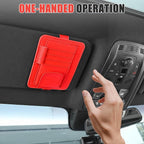 Sunglass Holder for Car Visor, Multi-Pocket Leather Car Sun Visor Organizer with Ticket Pens Card Clip, Sunglasses Holders,Suitable Eyeglasses,Car Accessories Keep Tidy (Red)