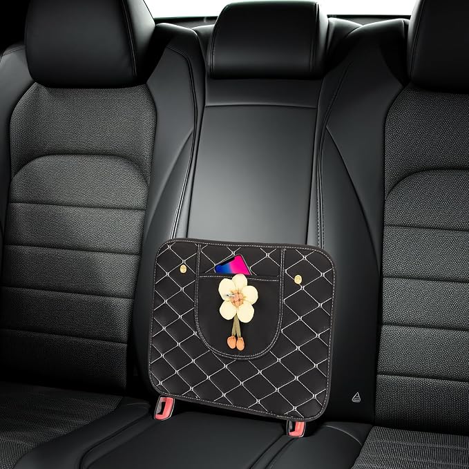 Car Back Seat Protector Kick Mat, Anti-kick Auto Seatback Cover with Leather Pad, Sturdy Rear Seat Protector for Family Travel and Safety