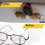 Magnetic Leather Sunglasses Holder for Car, 2 Packs (Black-red) | Magnetic Car Visor Accessories