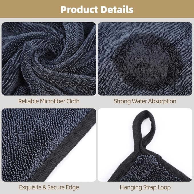 Shiny Wipes Shower Cleaning Cloth - 5 Pack 16 x 24 inch Ultra Absorbent Car Drying Towel, Shiny Wipes Drying Towel Microfiber Cleaning Cloth for Car, Bath & Househood