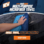 Little Megalodon Multi Purpose Microfiber Towel (2 Pack) 13.7 x 13.7 Inch – Ultra Plush Detailing Towels for Car Wash, Drying, Interior Cleaning, Glass, Dusting & Polishing