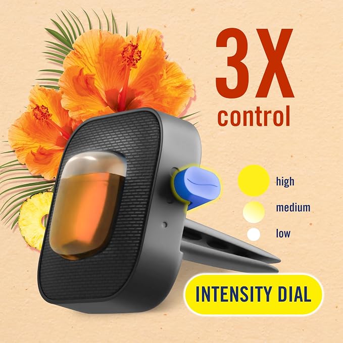 Car Air Freshener, Odor-Fighting Automotive Vent Clip, Scented Car Accessories, Long Lasting for Strong Odors, Hawaiian Aloha Scent, 4 Count