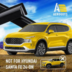 Extra Durable Window Deflectors Tape-On Window Visors Rain Guards Fit for Hyundai Santa Fe 2019-2023, Sun Visors, Wind Vent for Shades, Exterior Car Accessories - 6 pcs. AG0955