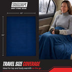 Heated Car Blanket - 12V Electric Travel Blanket for Car, Truck, SUV or RV - Portable Heated Throw for Road Trips, Camping or Winter Emergency Kit for Cold Weather Travel by (Navy)