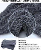 7PCS Car Wheel Rims Detail Cleaning PRO Wash Kit, Wheel Wash Mitt, Tire Brush, 2PCS Soft Wheels Brush, Detailing Brush, and Tire Dressing Pads, Microfiber Dry Towel Scratch-Free Cleaning