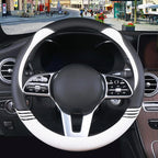 Cute Steering Wheel Cover for Women Men Leather Universal 15 inch,Black and White