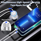 【MFi Certified】iPhone Car Charger Fast Charging, 4.8A Dual USB Smart Power Cigarette Lighter USB Car Charger with 2Pack Lightning Cable for iPhone 14 13 12 11 Pro XS Max XR SE X 8 iPad AirPods