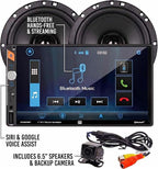 XCP1101SP 7-inch LED Digital Media Touchscreen Double DIN Car Stereo with (2) 6.5" Speakers & Backup Camera Bundle | Push to Talk Assistant | Bluetooth | USB Fast Charging | microSD