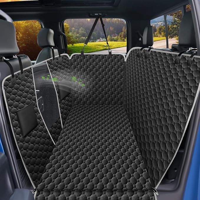 Waterproof Dog Hammock for Truck, Compatible with F150/RAM, Black | Visible Mesh Window,Great Gift,Storage Pockets,Effortless Cleaning, designed for full-size trucks, water-resistant polyester