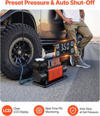 Dual-Cylinder Heavy Duty Air Compressor, 10.6CFM Auto-Stop Portable Tire Inflator, 12V 150PSI Offroad Air Pump with LCD Digital Display & Adapters for Truck Car SUV 4 x 4 Vehicle RV