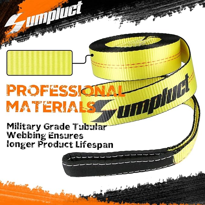 Tow Strap Heavy Duty 2" x 20 Ft,20,000 lbs Break Strength Reinforced Tree Saver Straps,Use for Emergency Towing Rope,Vehicles,Boats,Jet Ski,4x4 Off Road Tow Truck Camper Accessories Travel Essentials