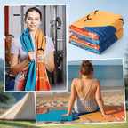 2 Pack Car Seat Towel Covers Athletic Running Towel Performance Microfiber Post Workout Sweat Washable Cover Non Slip for Seat Outdoor Sport (Beach Camping)