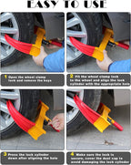 Universal Wheel Lock Heavy Duty Security Trailer Wheel Lock Anti Theft Wheel Locks for Cars SUV Camper Motorcycle Trailer Great Deterrent Bright Color with 3 Keys (Red-Yellow)