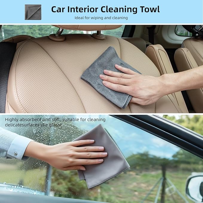 9Pcs Car Interior Detailing Kit - Car Cleaning Brushes, Universal Gel, Microfiber Towel and Storage Bag for Dashboard, Air Vents, Keyboard & Electronics