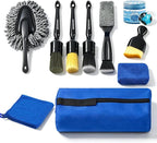 10PCS Car Detailing Brush, Ultra Soft Boars Hair Car Interior Exterior Detailing Brushes, Car Dash Duster Brush, Magic Sponge, Car Cleaning Gel, Car Accessories for Air Vents, Wheels, Leather Seat