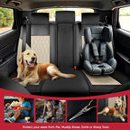 Black Beige Car Seat Covers Full Set - Faux Nappa Leather Seat Covers for Cars, Luxury Breathable Waterproof Front Seats with Lumbar Support and Back Seat Cover, Fit for Sedans SUVs Pick-ups