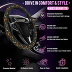 Cartoon Dinosaur Volcano Steering Wheel Cover for Women Men Neoprene Breathable Wheel Cover Protector Anti-Slip Car Accessories Universal 15 Inch Fit for Cars Trucks Vehicles