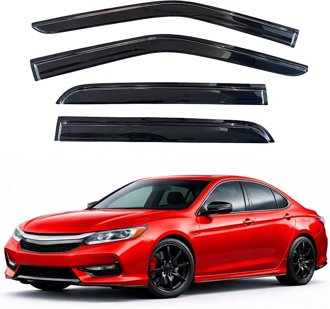 KPY Rain Guards Fit for 2008-2017 Honda Accord, Out-Channel Window Visors Vent Wind Deflectors 4PC, Car Accessories for 08-17 Accord (Sedan Only)