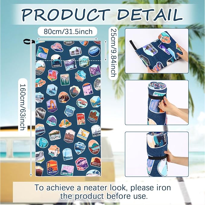 Car Seat Towel Covers Christmas Car Accessories Gifts Athletic Running Towel Performance Microfiber Post Workout Sweat Washable Cover Non Slip for Seat Outdoor Sport (National Park)