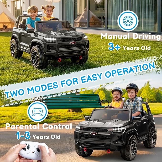 24V Licensed Colorado Electric Car for Kids, Ride on Toys for Toddlers with Remote Control, 2 Seater Electric Car Ride On Vehicle w/Bluetooth, Soft Start, LED Lights - Black