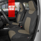 Waterproof Car Seat Covers Full Set – Black & Beige Seat Covers for Car Front & 60/40 Split Back Bench - Carseat Cover for Trucks, SUV - Universal Fit for Most Regular Size Vehicles