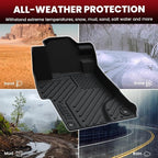 Floor Mats for Honda Civic Sedan 2012 2013 2014 2015, All Weather TPE Custom Fit Floor Liner, 1st & 2nd Row, Black