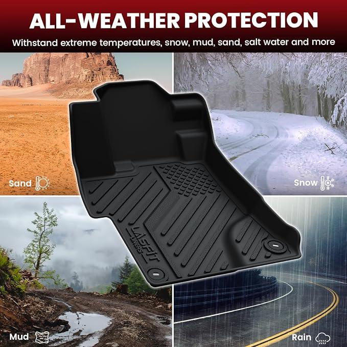 Floor Mats for Honda Civic Sedan 2012 2013 2014 2015, All Weather TPE Custom Fit Floor Liner, 1st & 2nd Row, Black