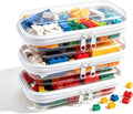 Clear Hard Plastic Zipper Case,Transparent Double Zippers Hard Pouch with 3pcs,Portable Travel Organizer Bin for Toy Storage