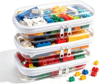 Clear Hard Plastic Zipper Case,Transparent Double Zippers Hard Pouch with 3pcs,Portable Travel Organizer Bin for Toy Storage