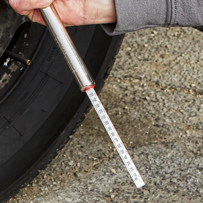 S-986 Straight Foot Dual Head Tire Pressure Gauge with Dual Head Chuck, 10-160 PSI Heavy Duty Air Pressure Gauge for Semi Truck, Tractor Trailer, Dually, RV and Automotive Tires