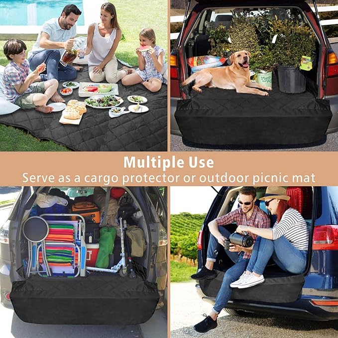 SUV Cargo Liner for Dogs, Upgraded Extra Large Water Resistant Pet Cargo Cover Dog Seat Cover Mat for SUVs with with Bumper Flap for Full-Size SUVs Vans, Black