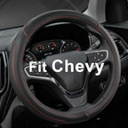 Customized Auto Car Steering Wheel Cover for Chevy 14.5-15 inches, Steering Wheel Cover for Chevrolet (Black+Red - Standard Size)