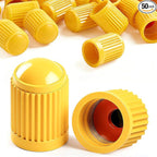 50PCS Tire Valve Stem Caps, Corrosion Resistant, with O Rubber Ring, Airtight Seal Heavy Duty Dustproof Tire Valve Stem Covers for Cars, SUV, Trucks, Bikes, Motorcycles, Bicycles(Yellow)