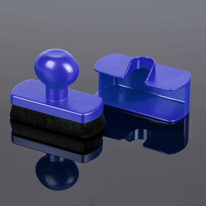 Tire Shine Applicator Brush - Large Automotive Tire Dressing Applicator with Storage Stand for Car Detailing & Wash Kit, 3.6 Inch Length (Blue)