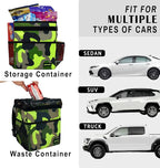 Cute Car Trash Can with Lid – Multipurpose Collapsible Trash Bin for Car, Leak-Proof Organizer, Waterproof Garbage Can with Storage Pockets & Adjustable Straps, 2 Gallons (Camo Green)