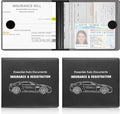 Car Registration and Insurance Card Holder, Vehicle Glove Box Car Organizer, Interior Car Accessories for Documents, Cards, License - 2 Pack
