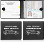 Car Registration and Insurance Card Holder, Vehicle Glove Box Car Organizer, Interior Car Accessories for Documents, Cards, License - 2 Pack