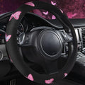 Pink Embroidery Butterfly Steering Wheel Cover, Universal 15 Inch Car Wheel Cover for Women Girls, Fit for Suvs,Small Trucks,Sedans,Cars (Black and Pink)