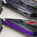 4PCS Car Door Sill Protector 3D Carbon Fiber for Truck SUV Purple