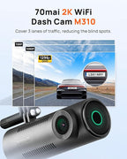 Dash Cam M310, Dash Camera for Cars 1296P QHD, Smart Dash Cam Front Built in WiFi, 130° Wide-Angle FOV, WDR, Night Vision, iOS/Android Mobile App, Loop Recording, Parking Monitor, Time-Lapse