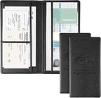 2Pack Car Registration and Insurance Holder,Car Document Holder for Cards License with Magnetic Shut,Vehicle Glove Box Car Organizer for Documents, Cards, License(Embossed leather Black)